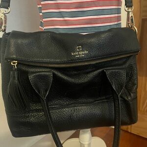 Kate Spade Black Pebbled Leather Cross Body Tote Bag